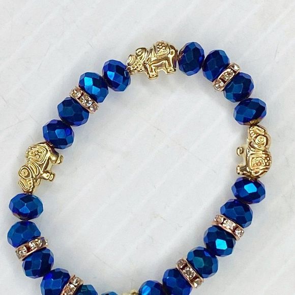 Religious Elephant Beaded Elastic Bracelet - Picture 2 of 3